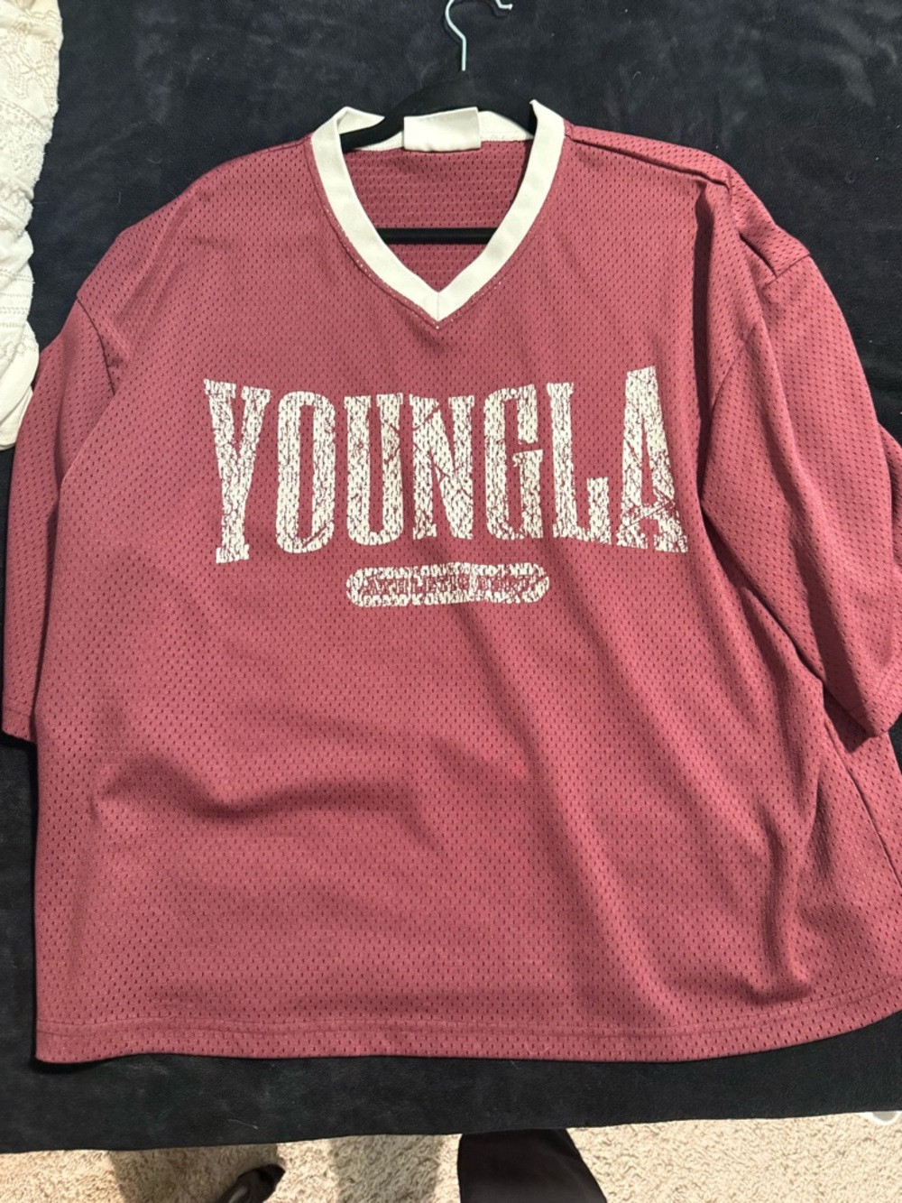 YoungLA Men's Short Sleeve Mesh Tee in Dusty Rose with White Logo